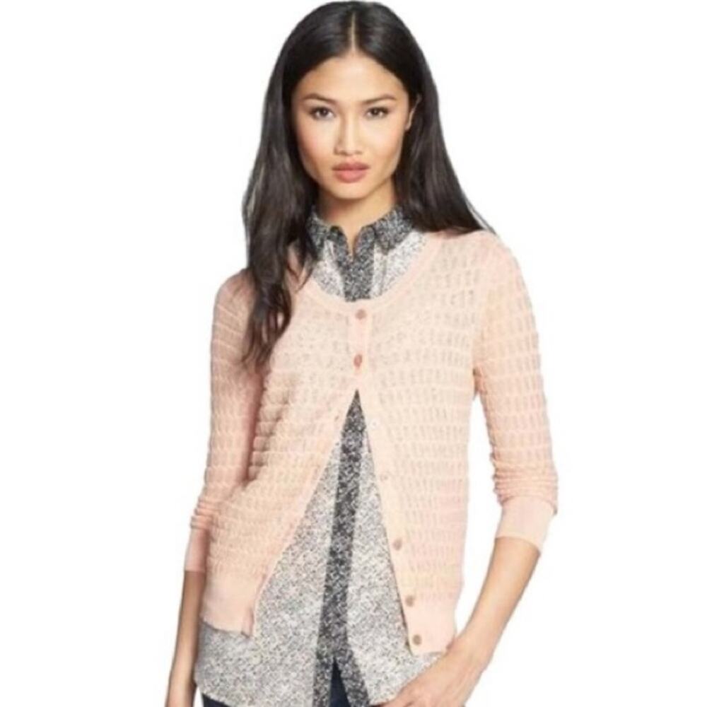Marc by Marc Jacobs Ginger Rose Texture Knit Button Front Cardigan - Medium